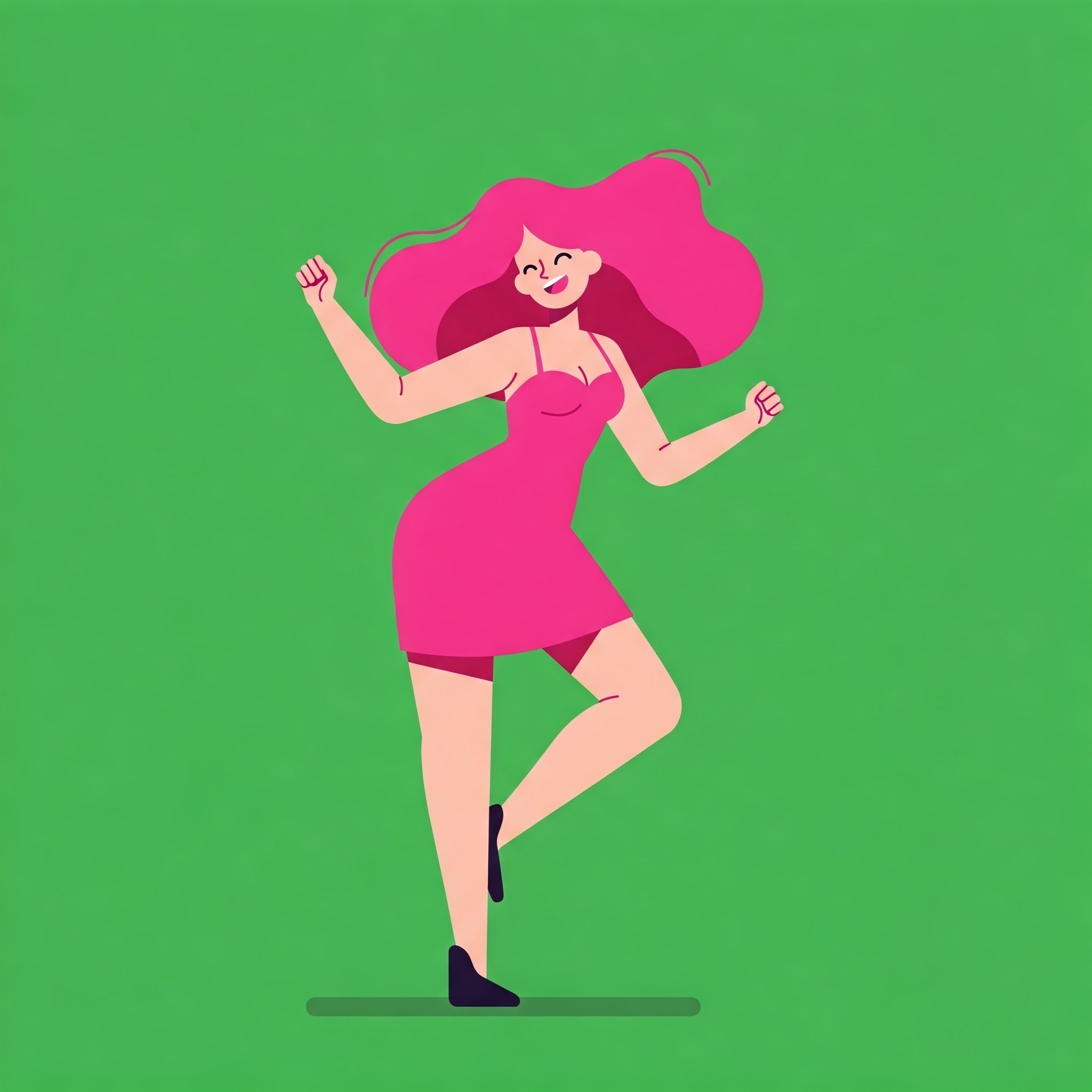 photo of Vector Art of a Cheerful Woman Dancing